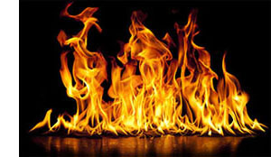 Full-fledged fire.